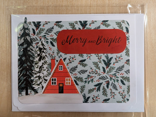 Greeting Card: Merry and Bright Woodsy Cabin