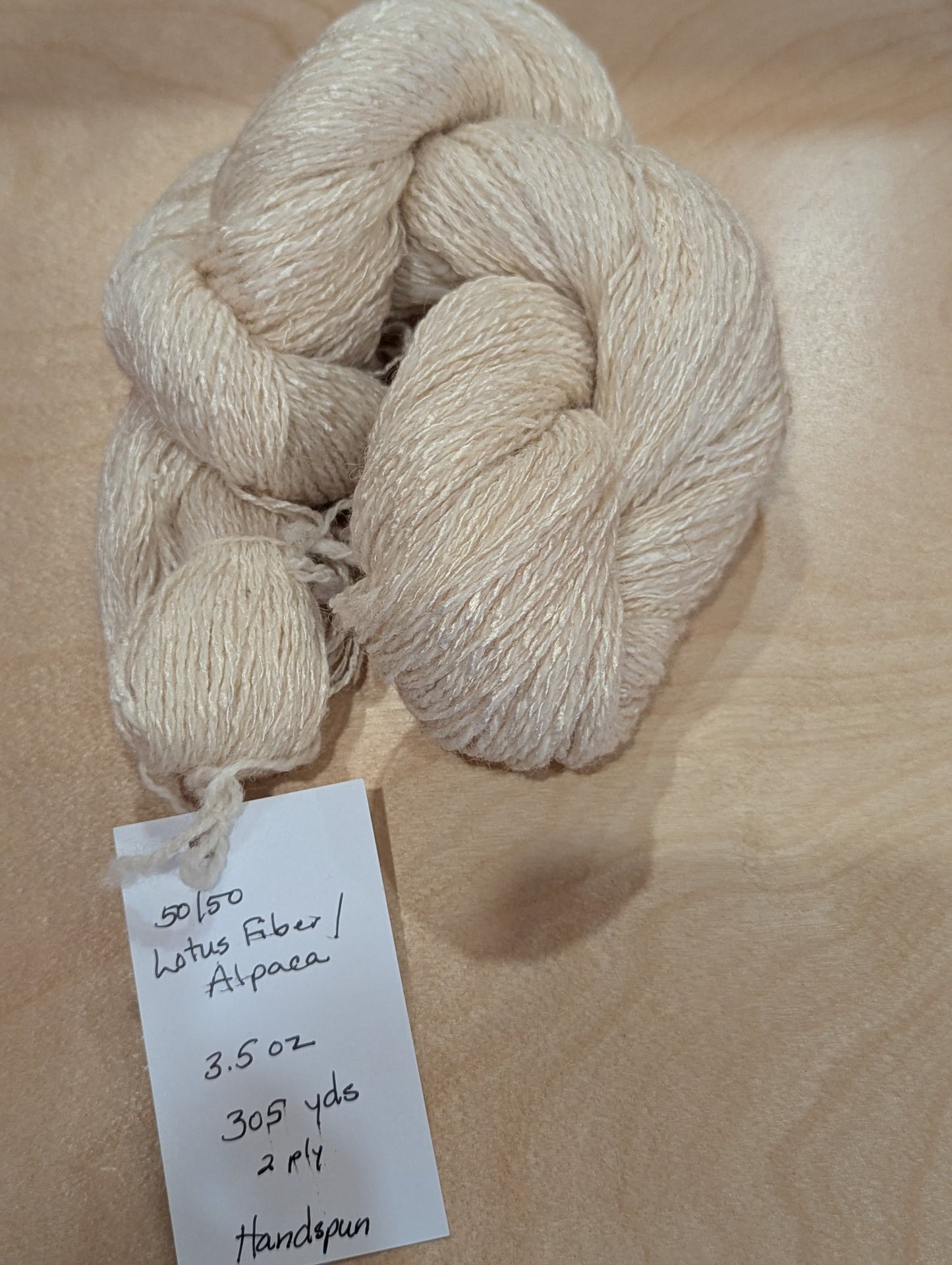 Handspun 50% Lotus fiber, 50% Alpaca 305 yds, 3.5 oz