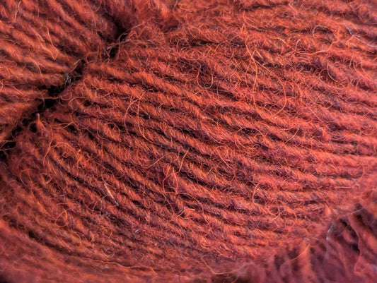 Yarn: Handspun heathered scarlet