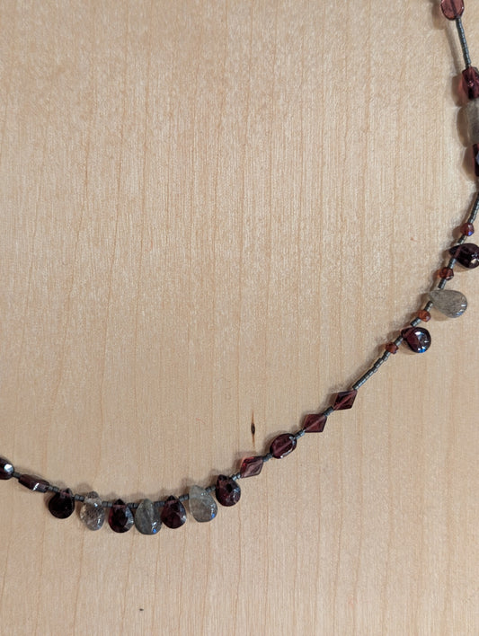 Necklace: delicate garnet delight