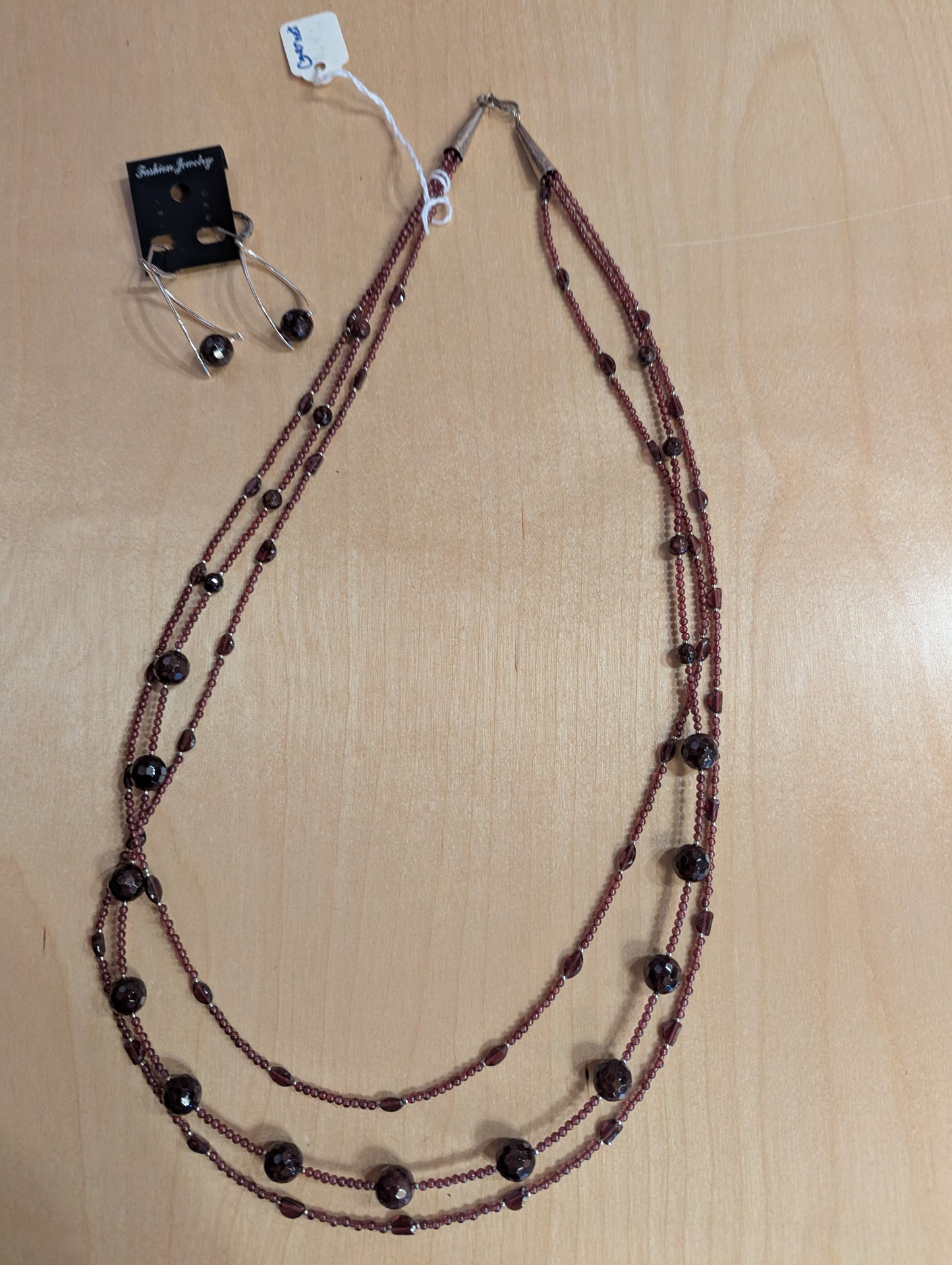 Necklace: 3 strand Garnet