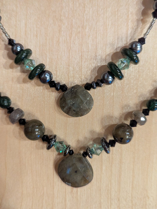 Necklace: two strand labradorite