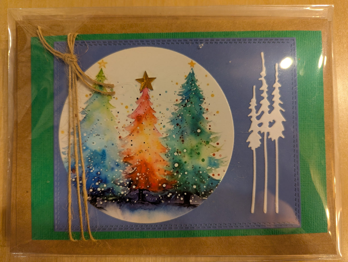 Greeting cards: Festive Trees, set of 4