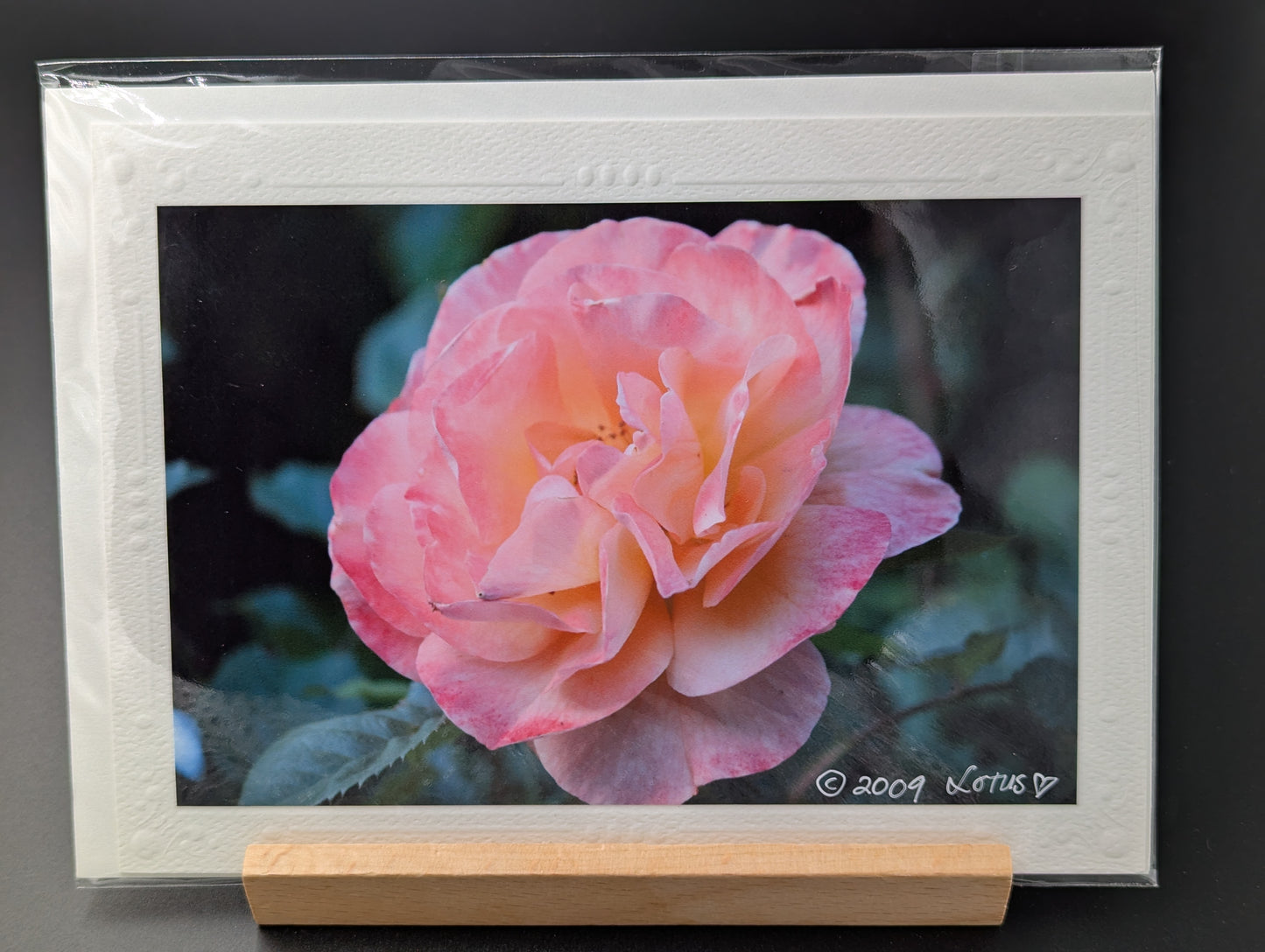 Greeting card with a photograph of a rose