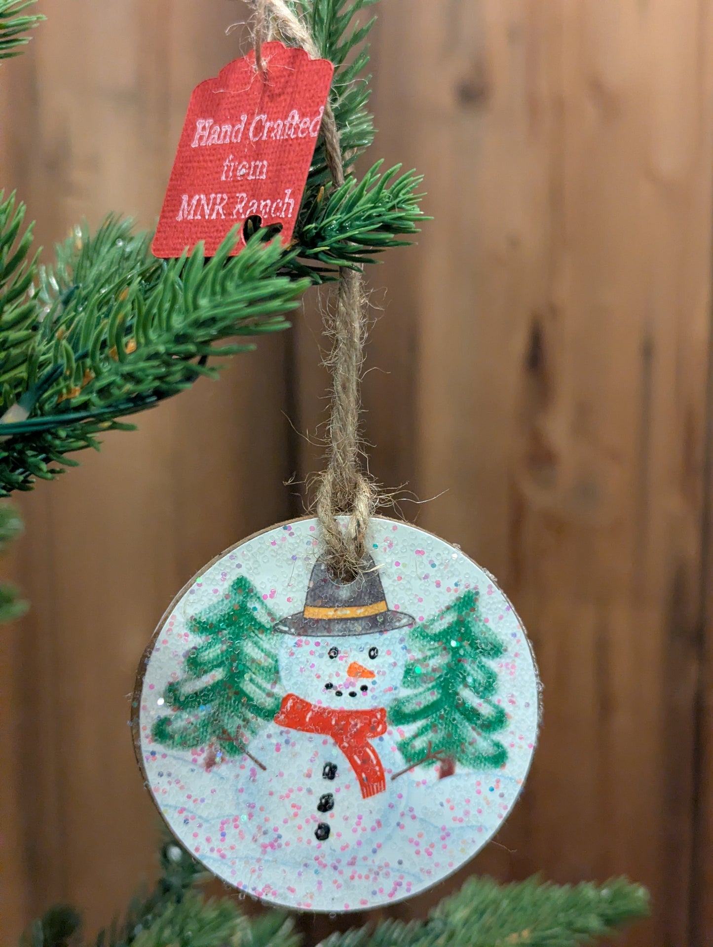 Handcrafted snowman ornament last of the set of 3.