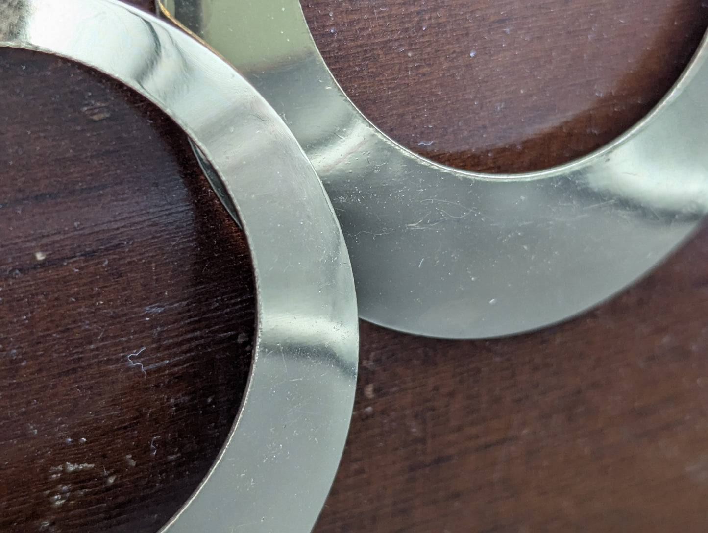 Close up of gold hoop earrings