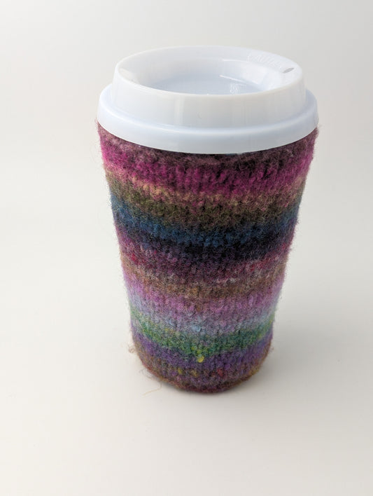 Colorful striped mug cozy 