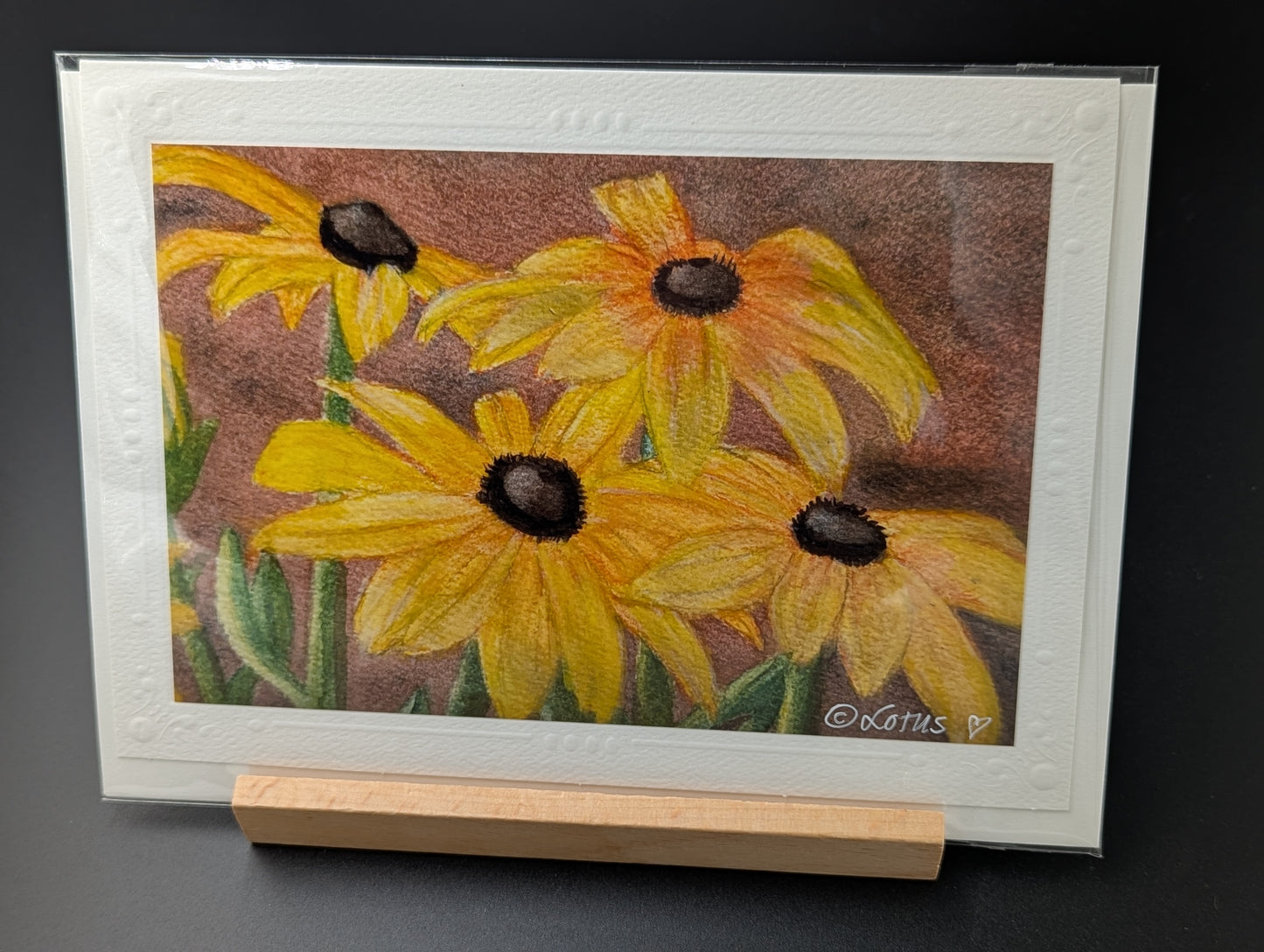Hand drawn card featuring Black-Eyed Susan in bloom.