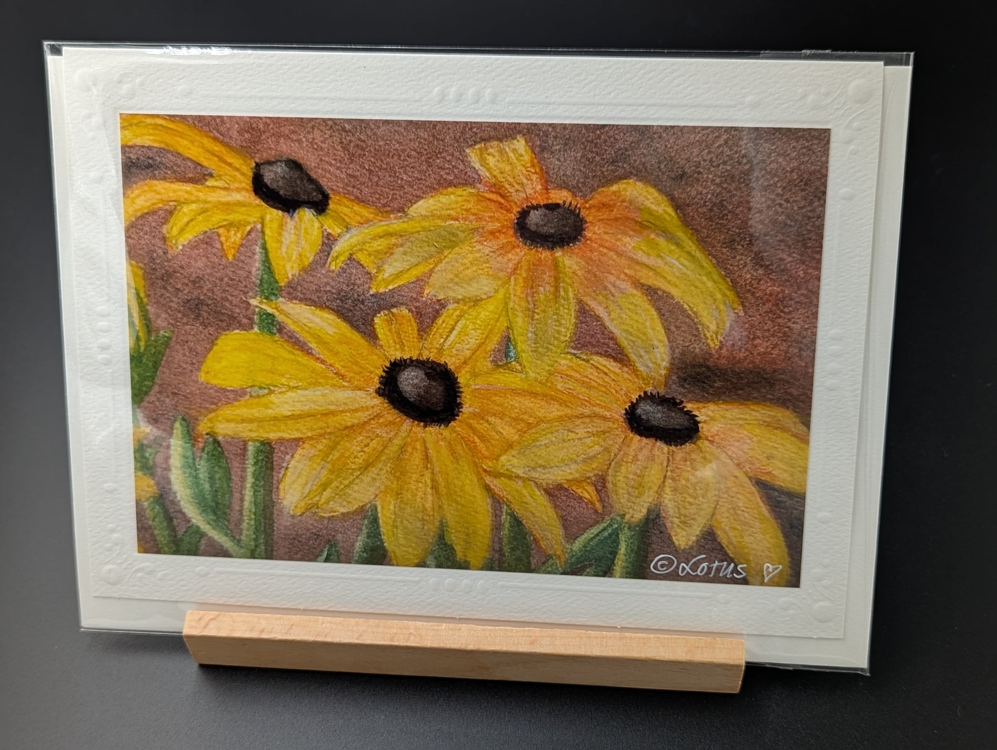 Hand drawn card featuring Black-Eyed Susan in bloom.