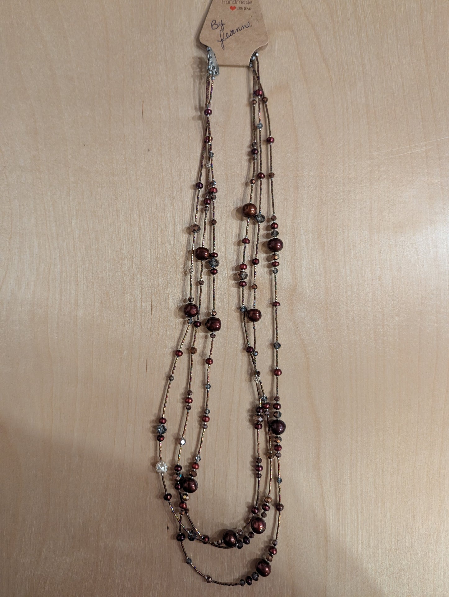 Multi layered Cabernet bead necklace