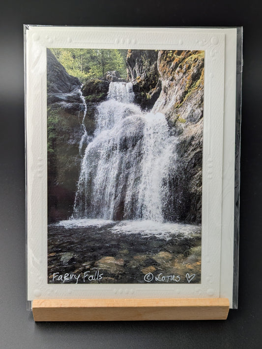 Greeting card with a photograph of a waterfall