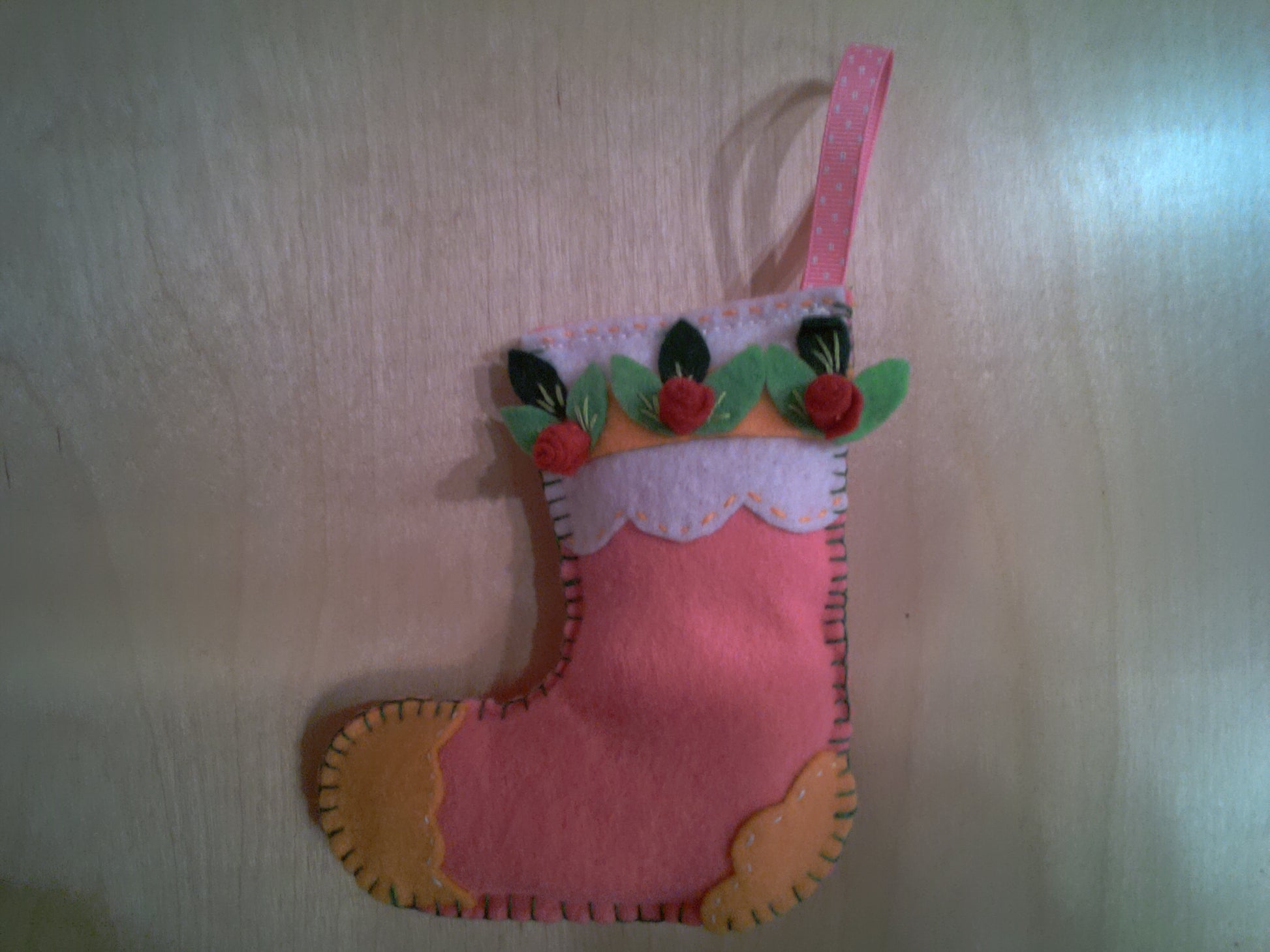 Vintage style handmade stocking ornament