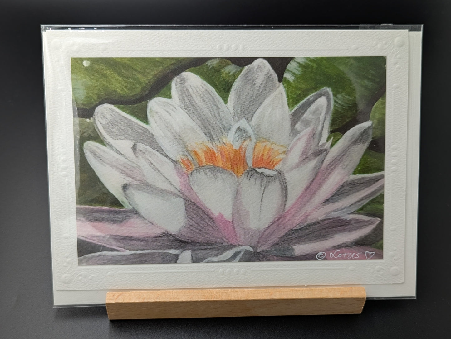 Hand drawn card featuring a lotus flower