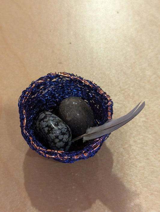 Sculpture: Nest, blue metal