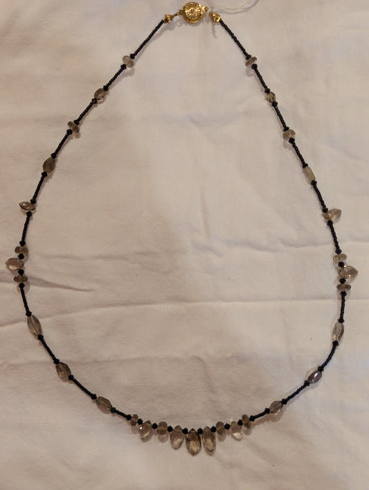 Necklace: Black and smoked glass