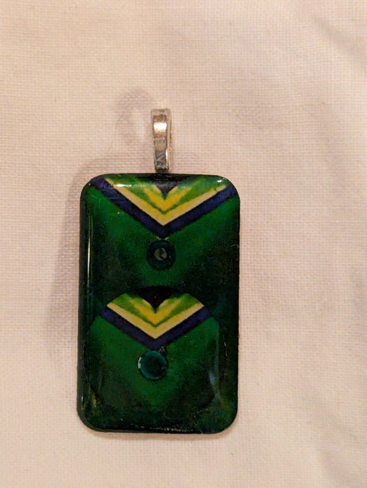 Pendant: Green Mandala Rectangle