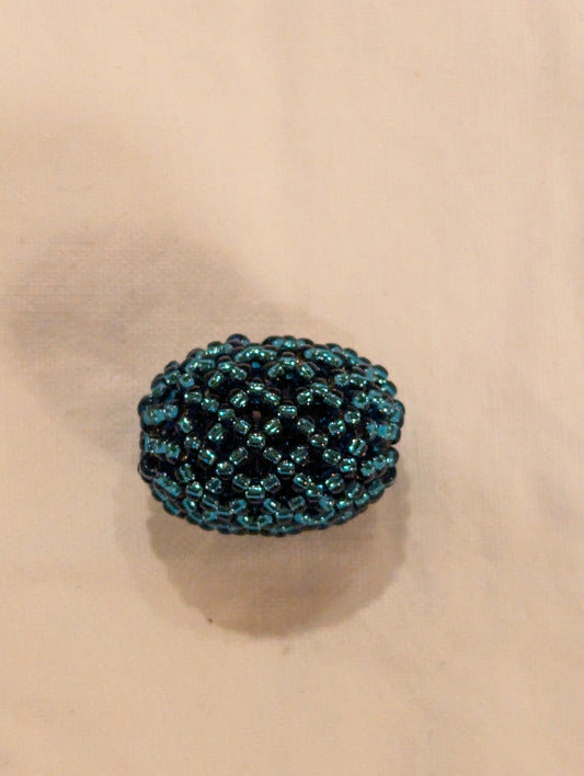 Beaded Bead - Blue, Small BJ 020