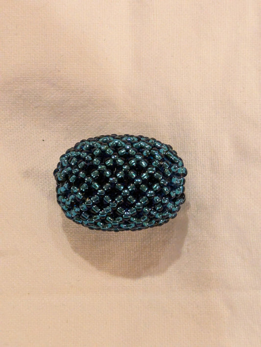 Beaded Bead - Blue, Large BJ 018