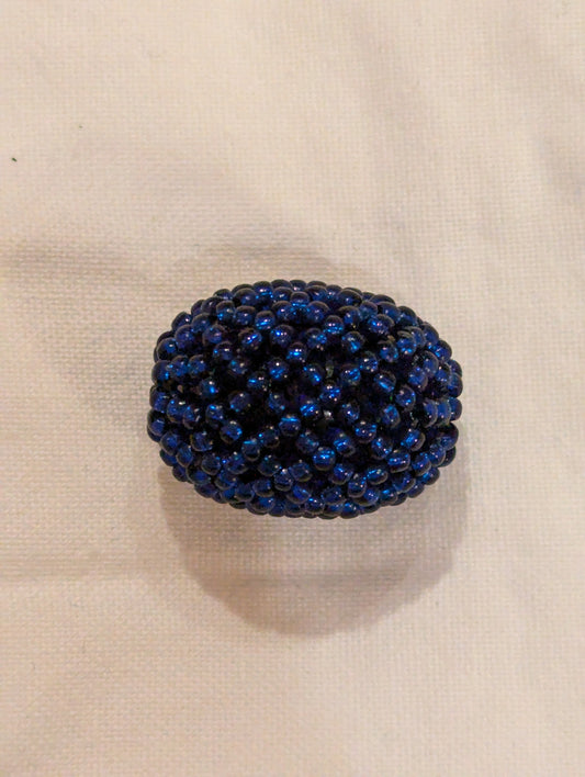 Beaded Bead - Navy, Small BJ 021