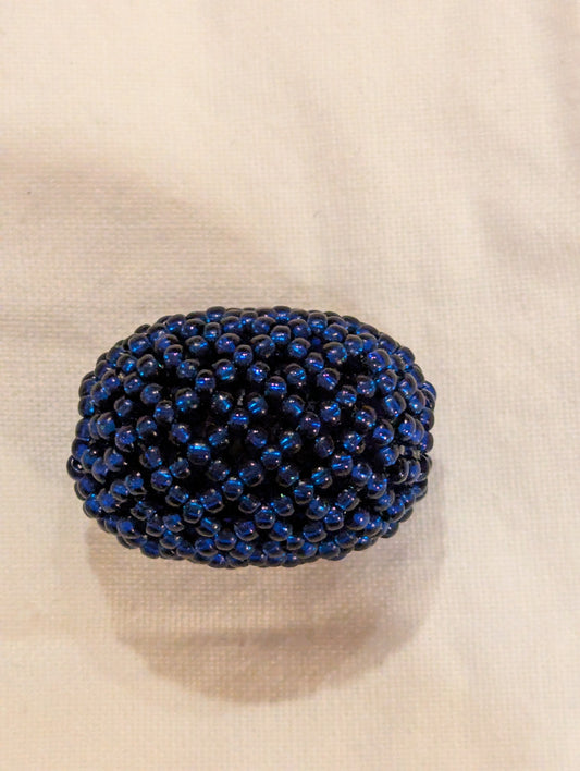 Beaded Bead - Navy, Large BJ 022