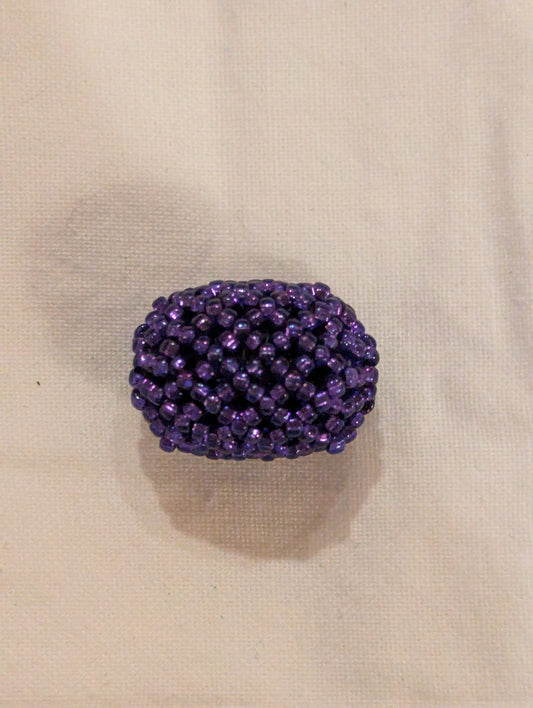 Beaded Bead - Purple, Small BJ 024