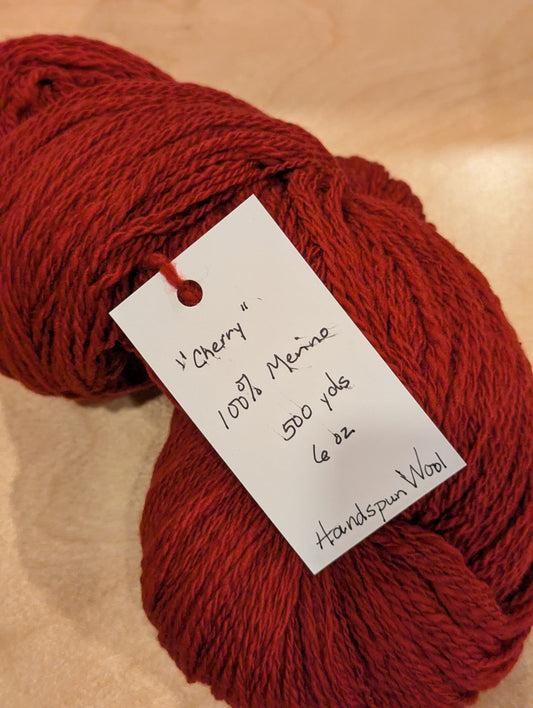 "Cherry" Hand spun 100% Merino, 500 yds, 6 oz