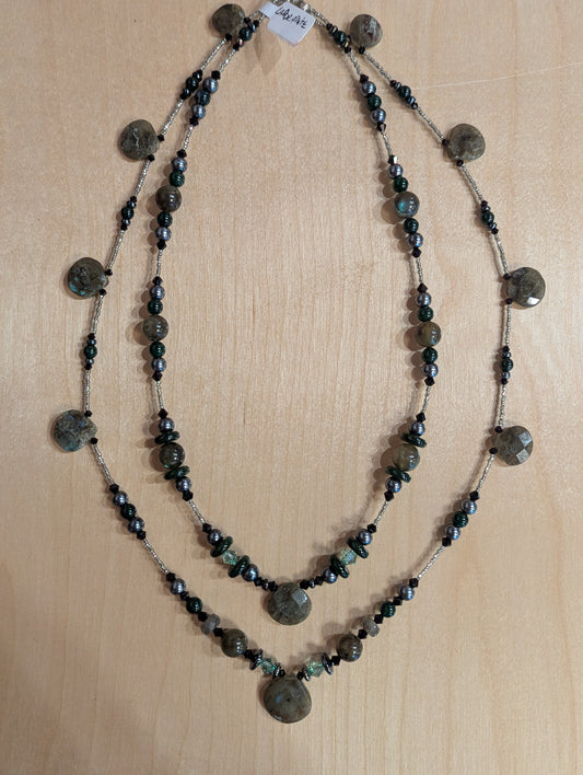Necklace: two strand labradorite