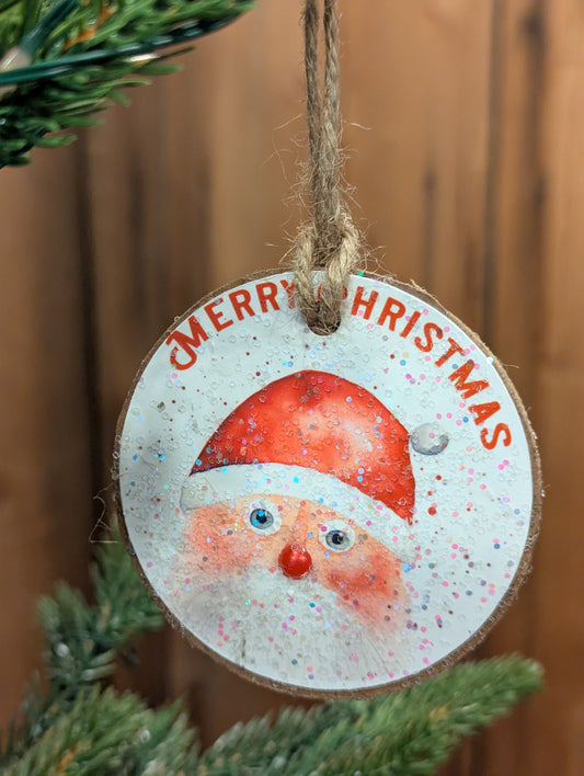 Merry Christmas santa ornament in a set of 3