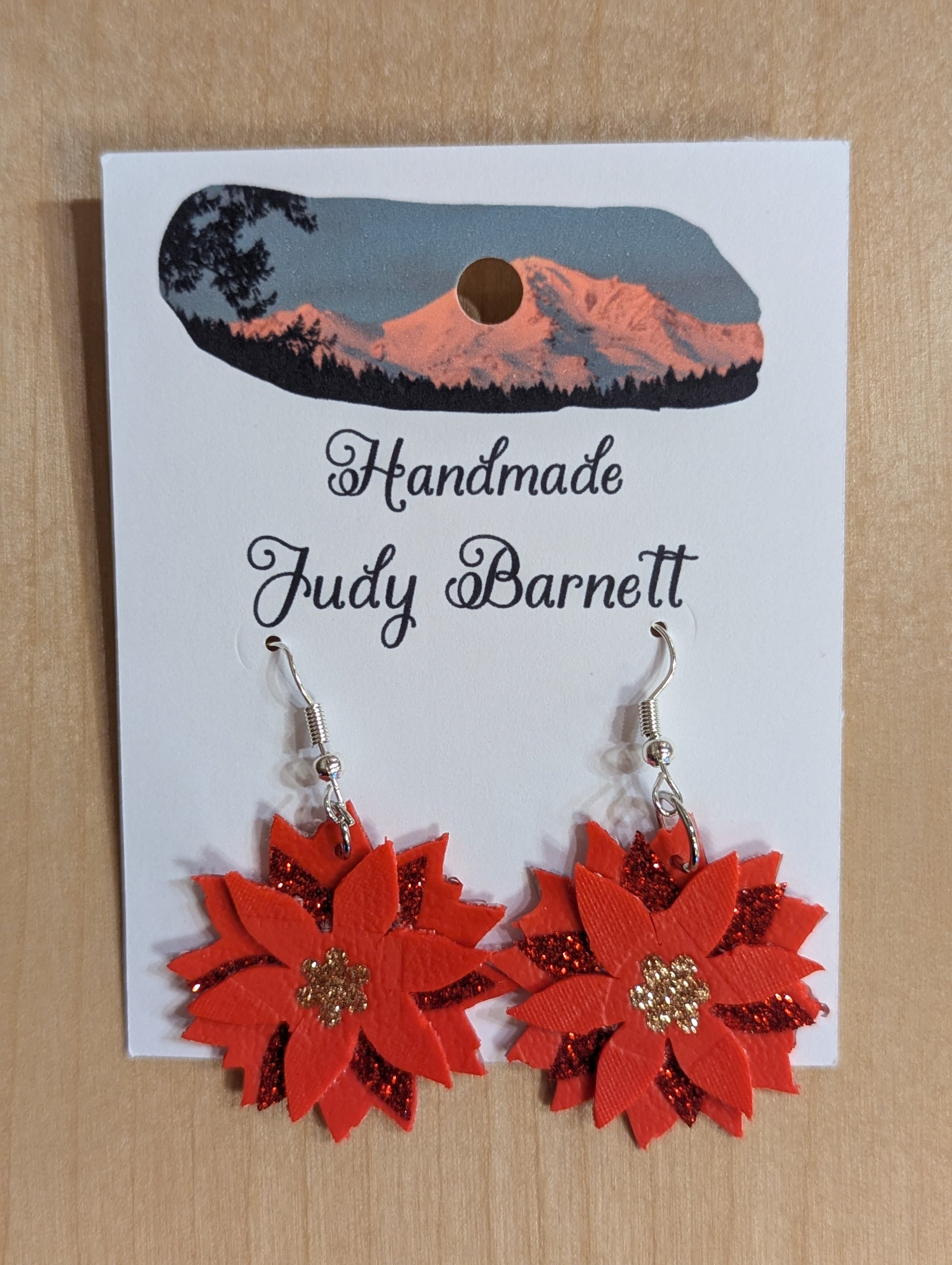Paper poinsettia earrings