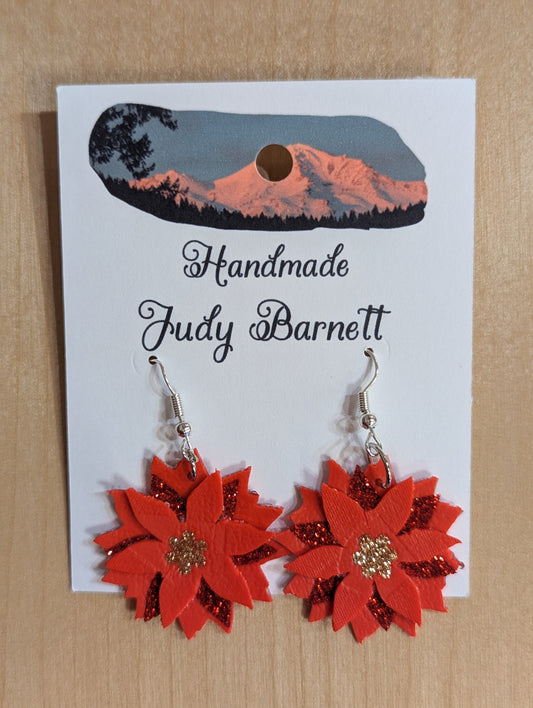 Paper poinsettia earrings
