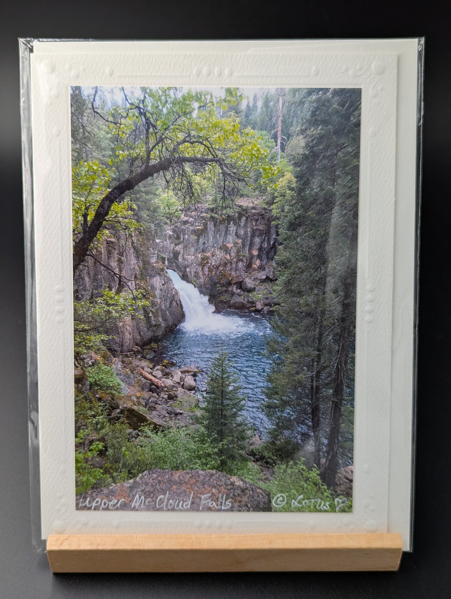 Greeting card with a photograph of Upper McCloud waterfall
